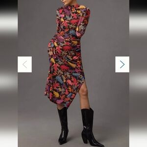 Farm Rio x Anthologie-NWT-Long-Sleeve Mesh Frog Printed Midi Dress-Size Medium